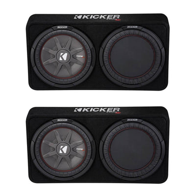 Kicker 1000W Dual 12" 2-Ohm Slim Shallow Subwoofer Sealed Enclosure (2 Pack)