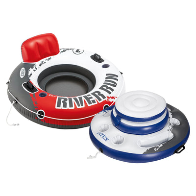 Intex River Run 1 Inflatable Tube Raft & Mega Chill Inflatable Cooler (Open Box)
