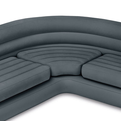 Intex Couch Sectional Sofa w/ Cupholders, Gray + Contoured Mega Lounge Chair