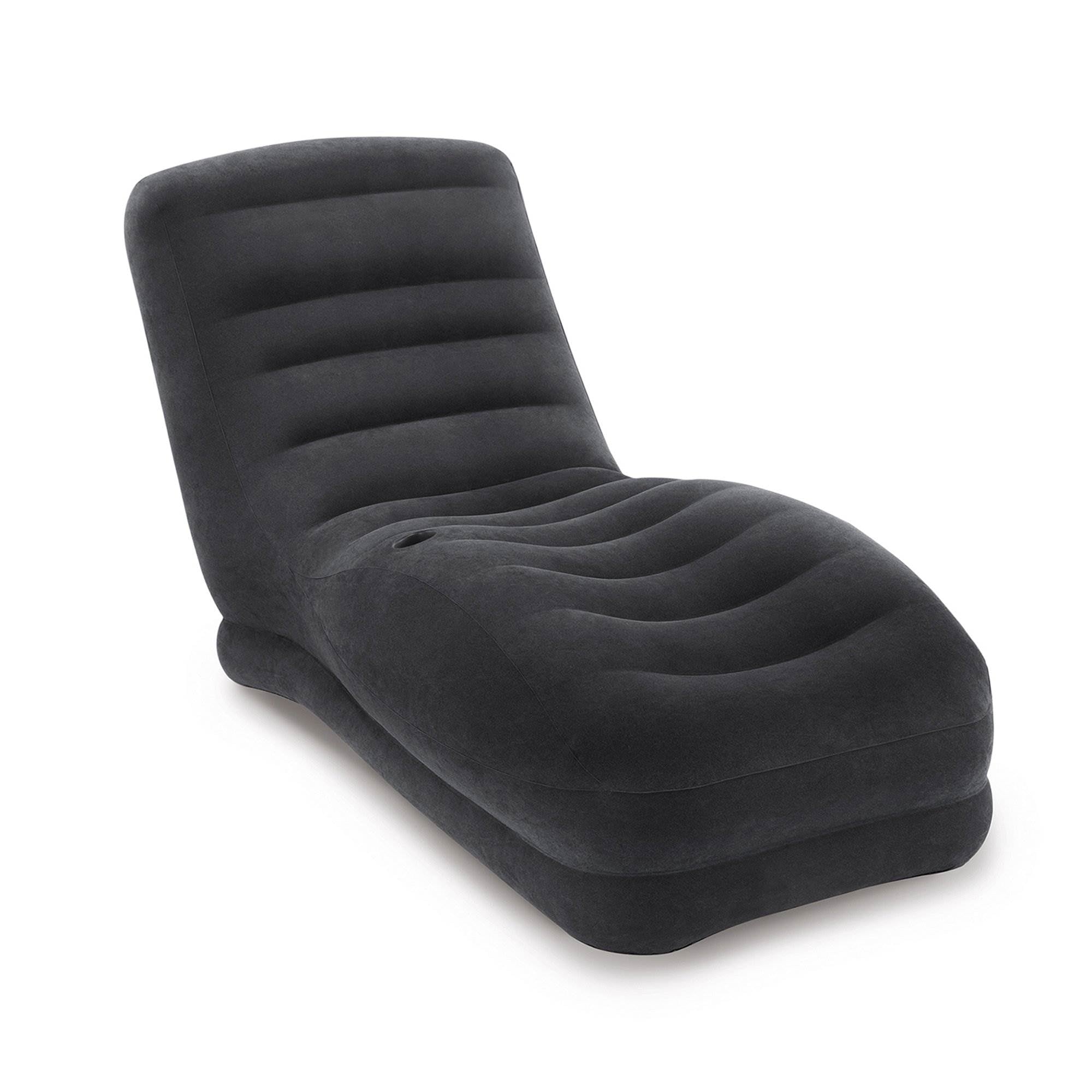 Intex Couch Sectional Sofa w/ Cupholders, Gray + Contoured Mega Lounge Chair
