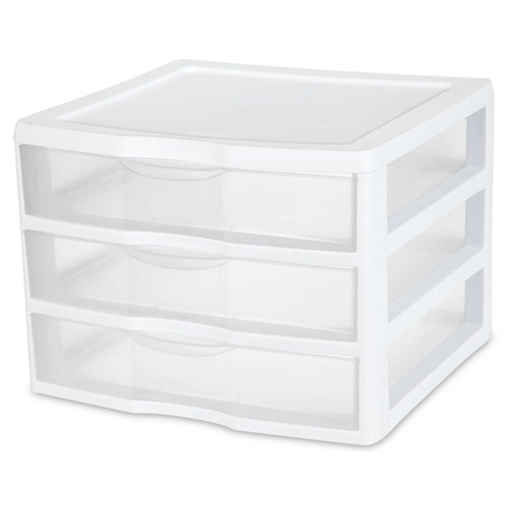 Sterilite Clear Plastic Stackable Small 3 Drawer Storage System, White, (9 Pack) - VMInnovations