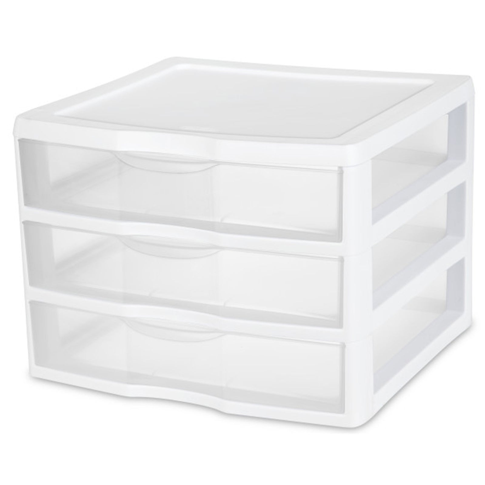 Sterilite Clear Plastic Stackable Small 3 Drawer Storage System, White, (6 Pack) - VMInnovations