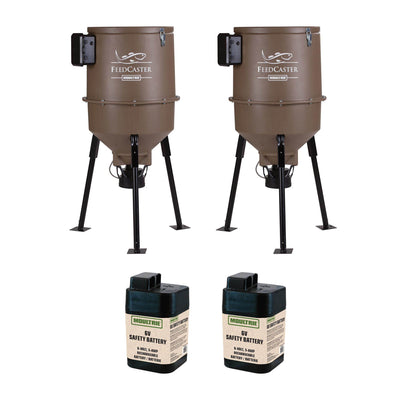 Moultrie 30 Gallon Feedcaster Fish Feeder with 6V Rechargeable Battery (2 Pack)