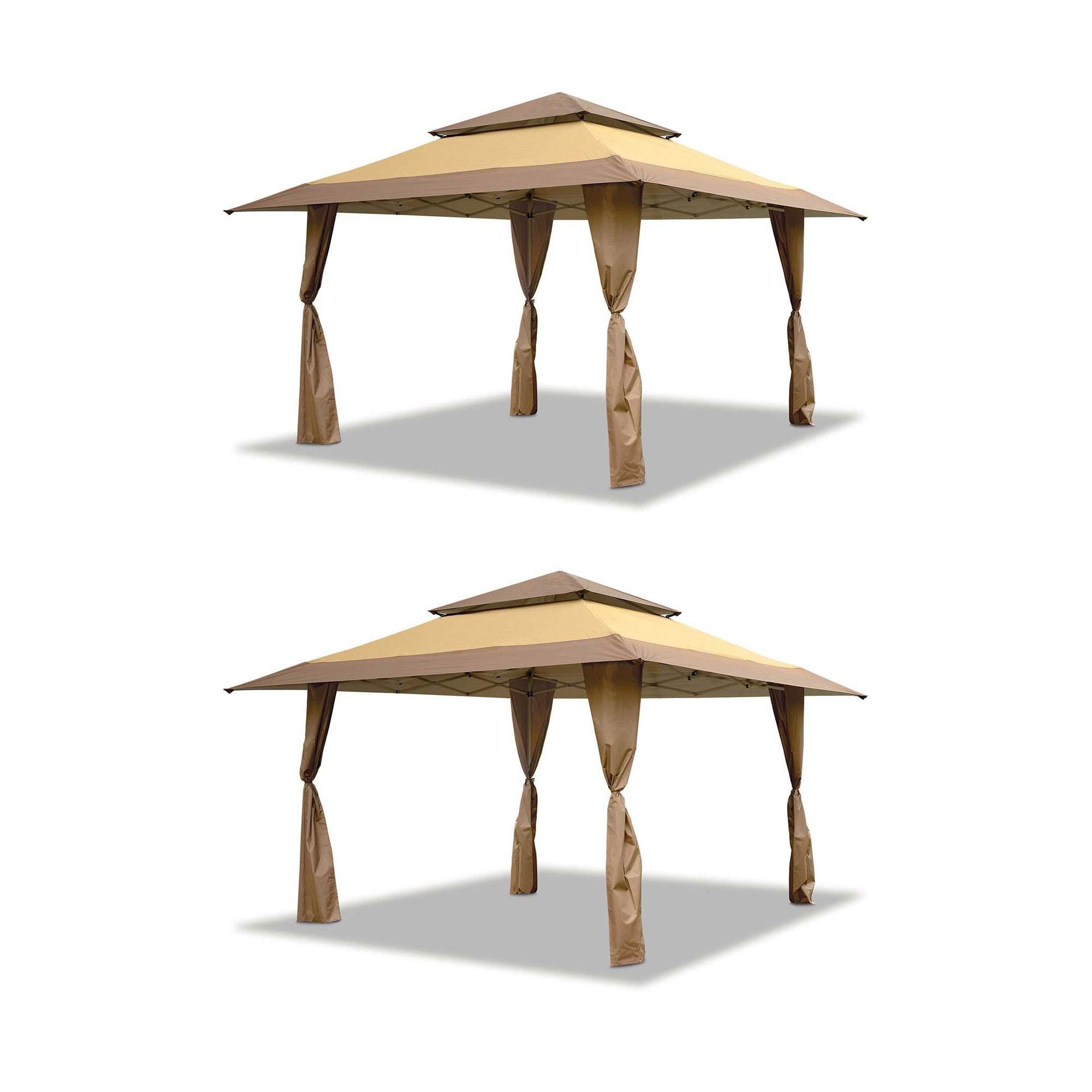 Z-Shade 13 x 13 Ft Instant Gazebo Canopy Outdoor Patio Shelter, Tan (2 Pack)