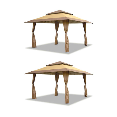 Z-Shade 13 x 13 Ft Instant Gazebo Canopy Outdoor Patio Shelter, Tan (2 Pack)