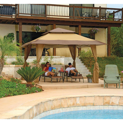Z-Shade 13 x 13 Ft Instant Gazebo Canopy Outdoor Patio Shelter, Tan (2 Pack)