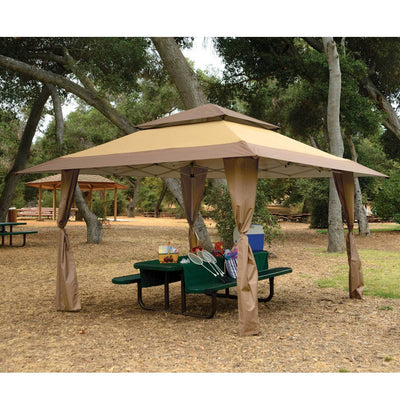 Z-Shade 13 x 13 Ft Instant Gazebo Canopy Outdoor Patio Shelter, Tan (2 Pack)