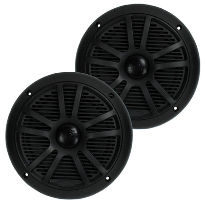 BOSS MR6B 6.5 Inch Dual Cone Black Marine Audio Speakers 180 Watt (8 Speakers) - VMInnovations