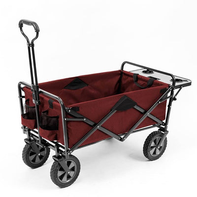Mac Sports Collapsible Folding Outdoor Garden Utility Wagon Table, Maroon (2 Pk)