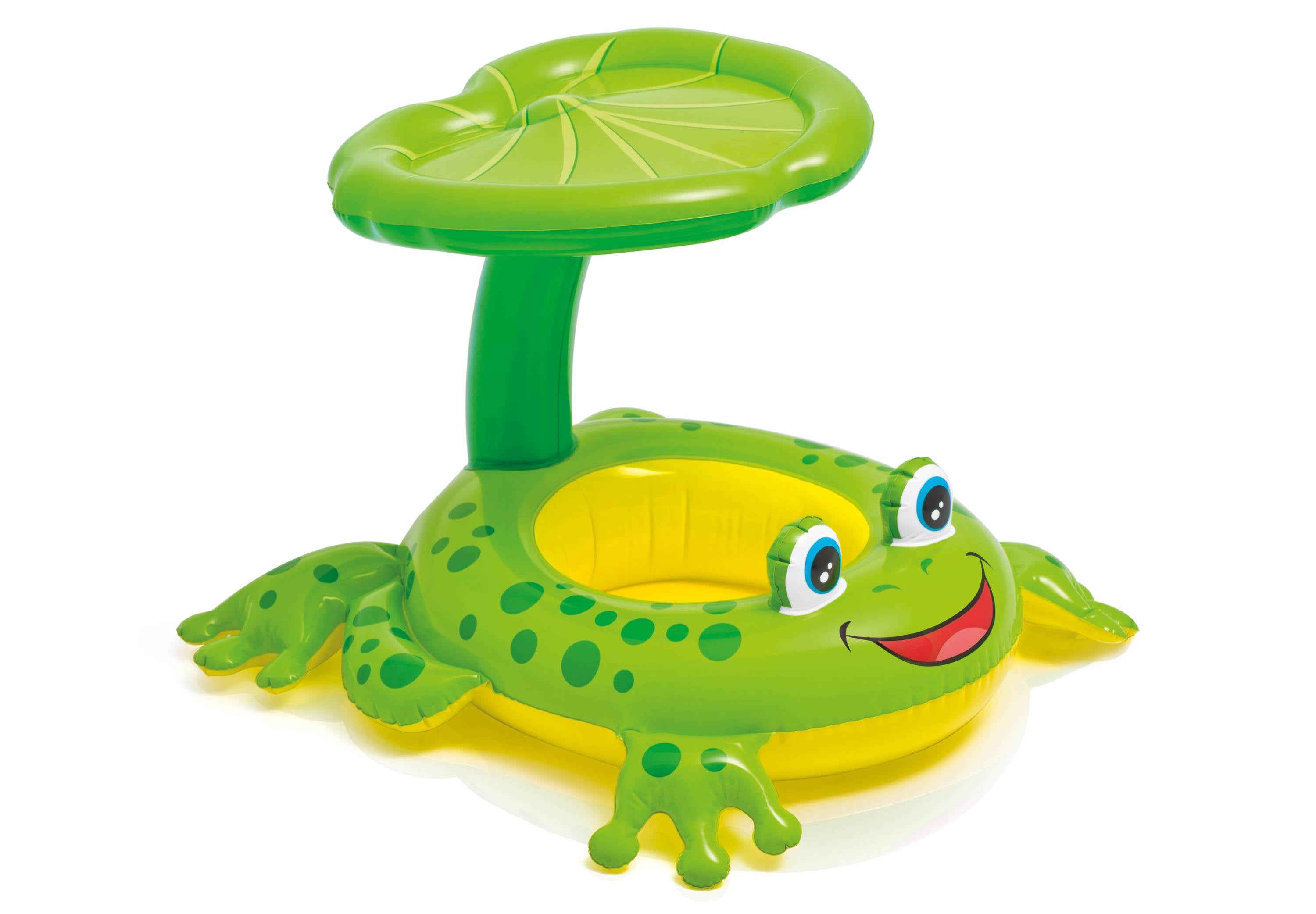 Intex Froggy Friend Shaded Canopy Baby Kiddie Pool Floating Water Raft (2 Pack)
