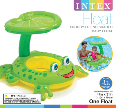 Intex Froggy Friend Shaded Canopy Baby Kiddie Pool Floating Water Raft (2 Pack)