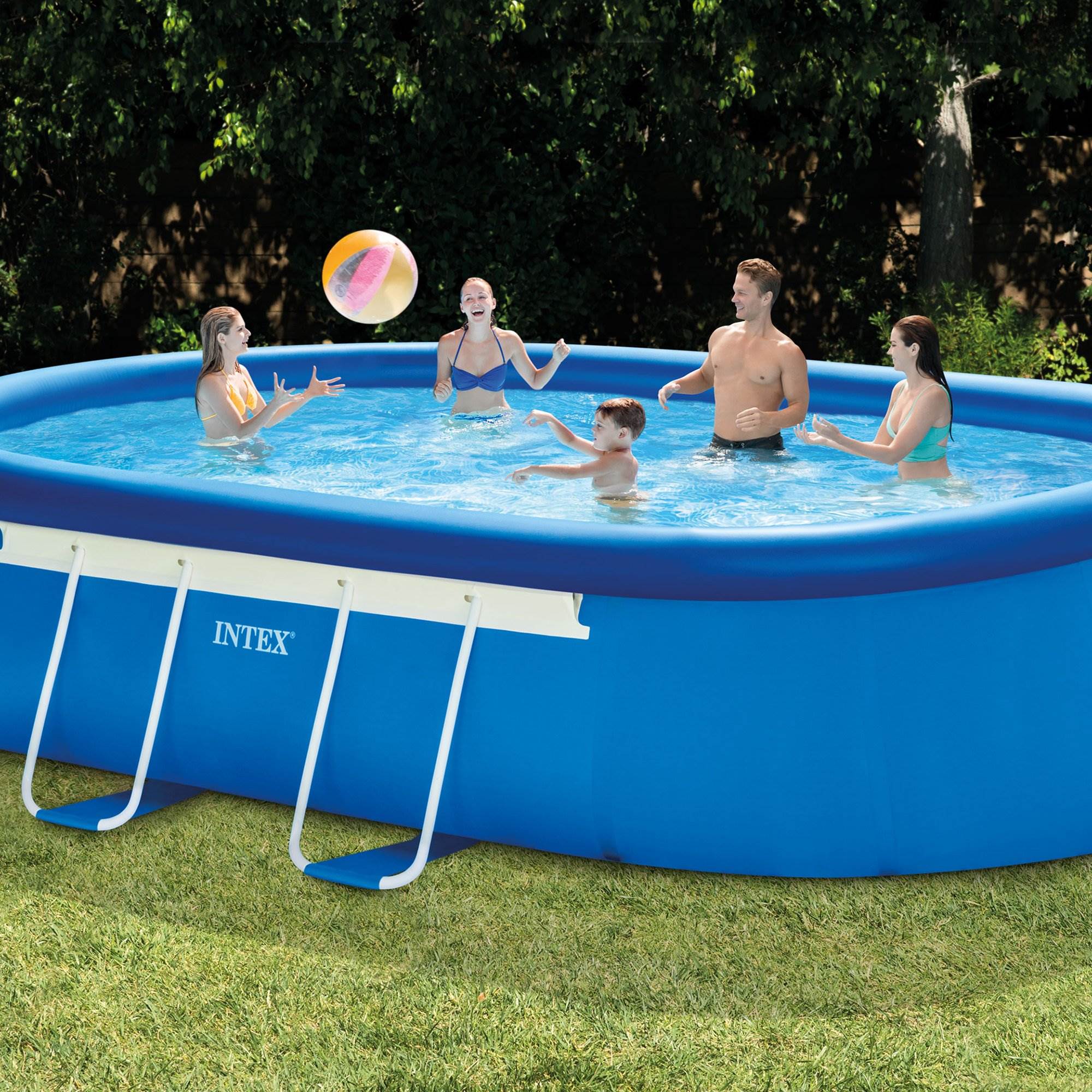 Intex 18ft x 10ft x 42in Oval Frame Pool Set w/ Pump, Maintenance Kit, & Vacuum