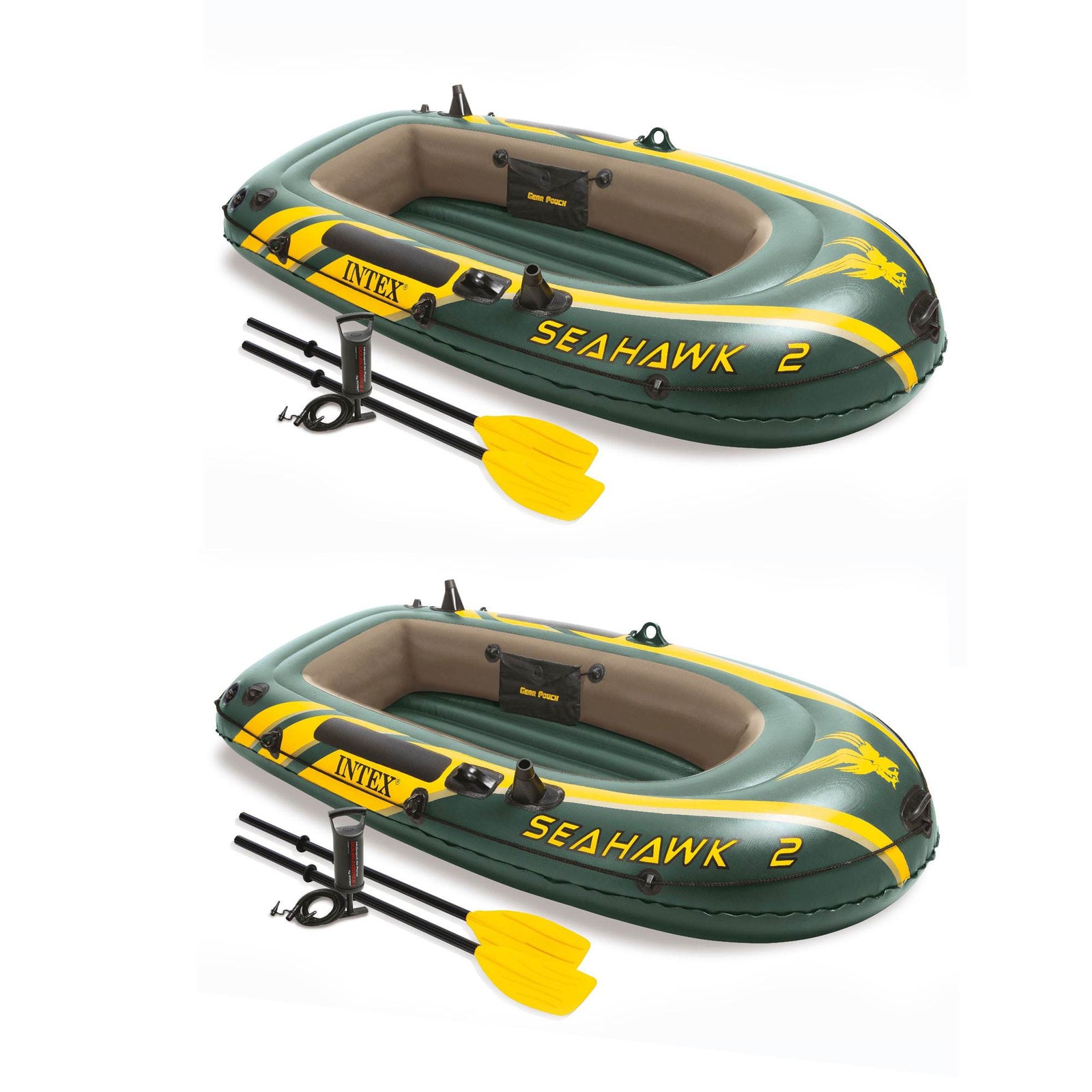 Intex Seahawk 2 Inflatable 2 Person Floating Boat Raft with Oars & Pump (2 Pack) - VMInnovations