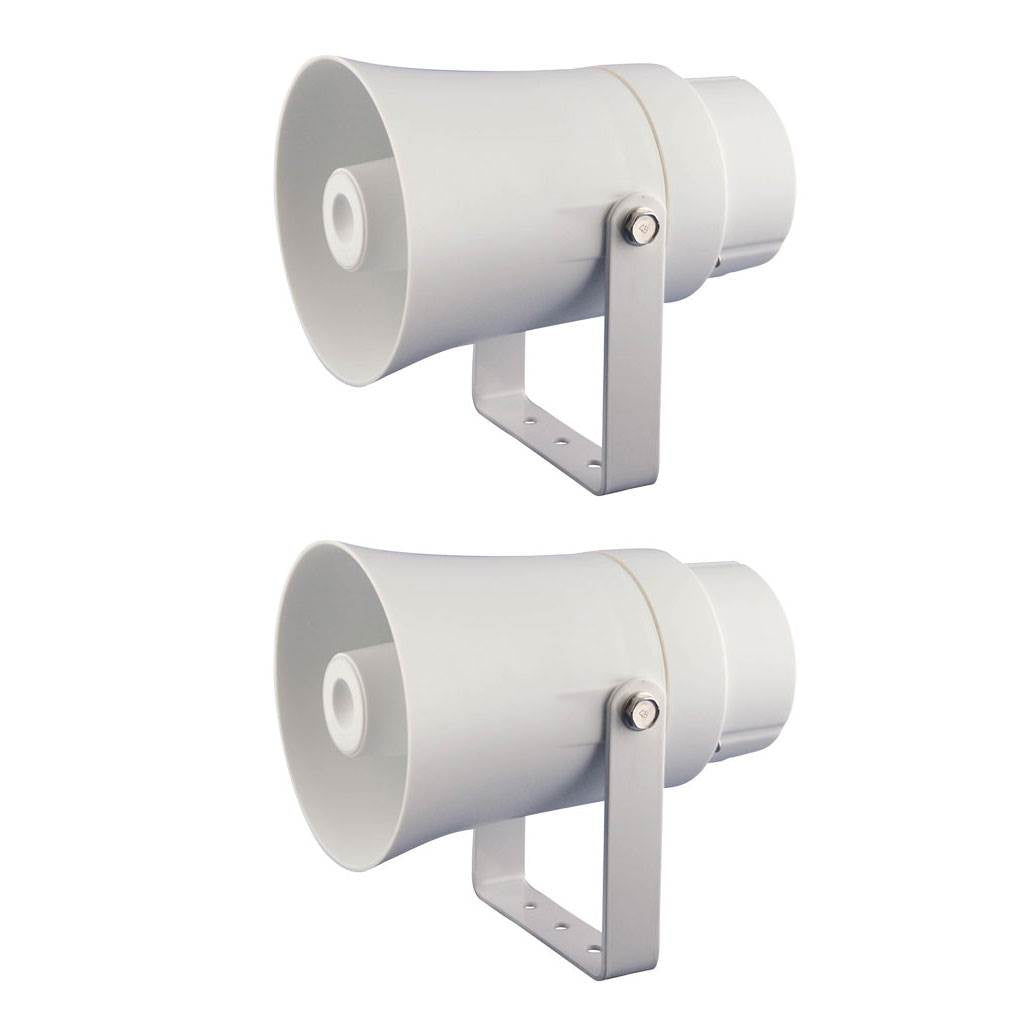 Pyle PHSP10TA 5.6" Indoor/Outdoor PA Horn Speaker 70 Volt 8 Ohm, White (2 Pack) - VMInnovations