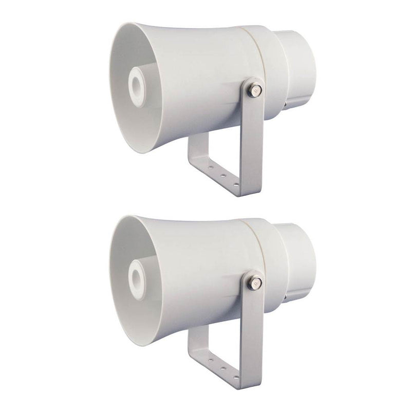 Pyle PHSP10TA 5.6" Indoor/Outdoor PA Horn Speaker 70 Volt 8 Ohm, White (2 Pack)