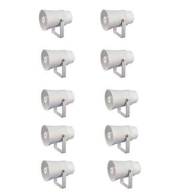 Pyle PHSP10TA 5.6" Indoor/Outdoor PA Horn Speaker 70 Volt 8 Ohm, White (10 Pack) - VMInnovations