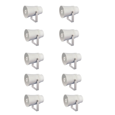 Pyle PHSP10TA 5.6" Indoor/Outdoor PA Horn Speaker 70 Volt 8 Ohm, White (10 Pack)