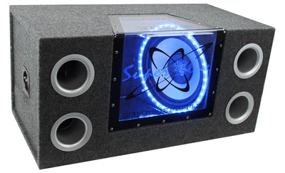 Pyramid 12" 1200W Car Audio Subwoofer Bandpass Enclosure Box & Amp w/ MOSFET