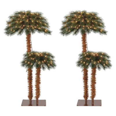 Island Breeze Artificial Tropical Christmas Palm Tree with Lights (2 Pack)