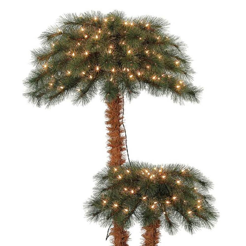 Island Breeze Artificial Tropical Christmas Palm Tree with Lights (2 Pack)