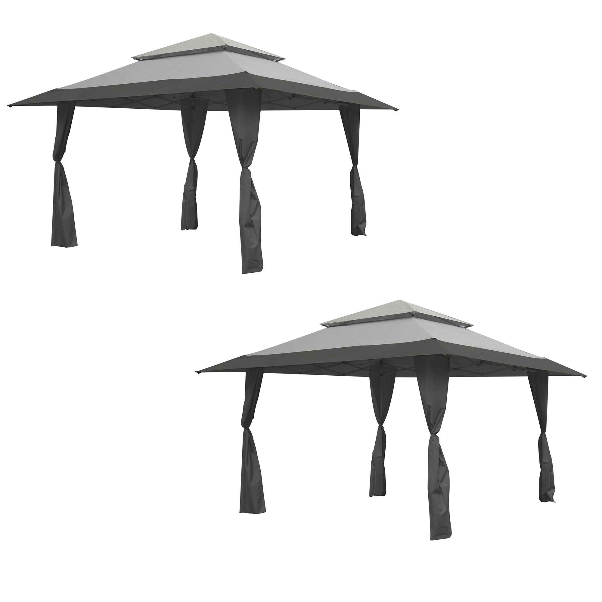 Z-Shade 13'x13' Instant Gazebo Canopy Tent Outdoor Patio Shelter, Gray (2 Pack)