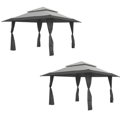 Z-Shade 13'x13' Instant Gazebo Canopy Tent Outdoor Patio Shelter, Gray (2 Pack)
