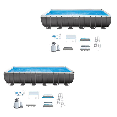 Intex 24' x 12' x 4.3' Ultra Frame Above Ground Swimming Pool & Sand Pump (2 Pk)