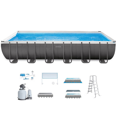 Intex 24' x 12' x 4.3' Ultra Frame Above Ground Swimming Pool & Sand Pump (2 Pk)