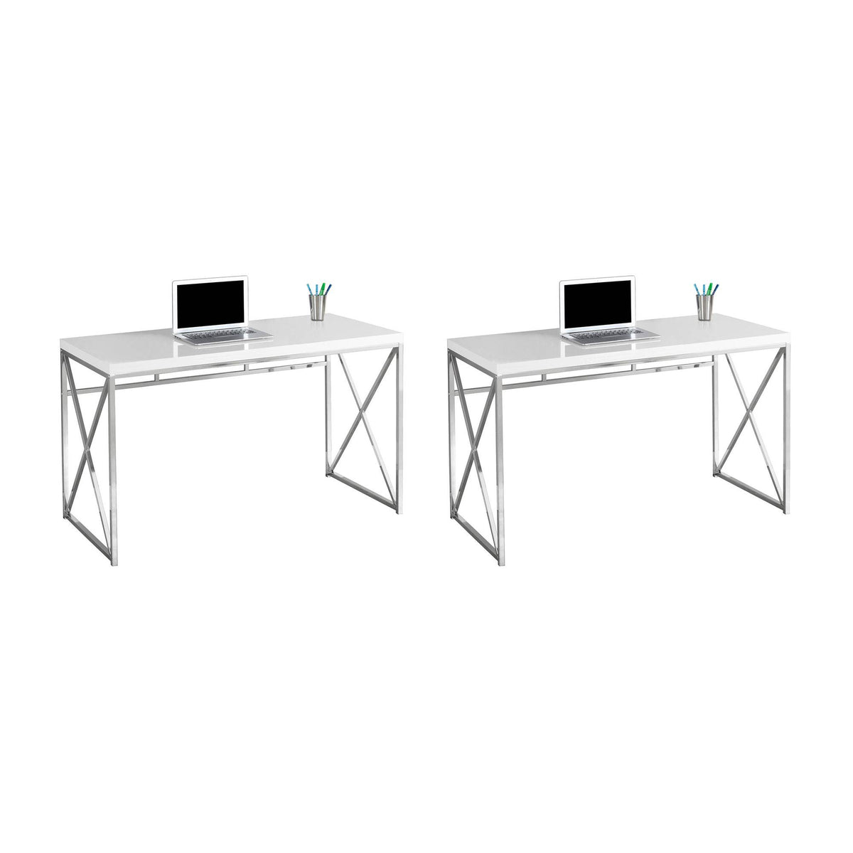 Monarch Specialties 48" Modern Contemporary Office Computer Desk, White (2 Pack)