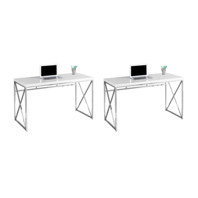 Monarch Specialties 48" Modern Contemporary Office Computer Desk, White (2 Pack)