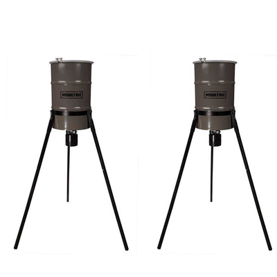 Moultrie 30 Gallon Pro-Hunter 360°Bucket Tripod Deer Feeder w/Timer (2 Pack)