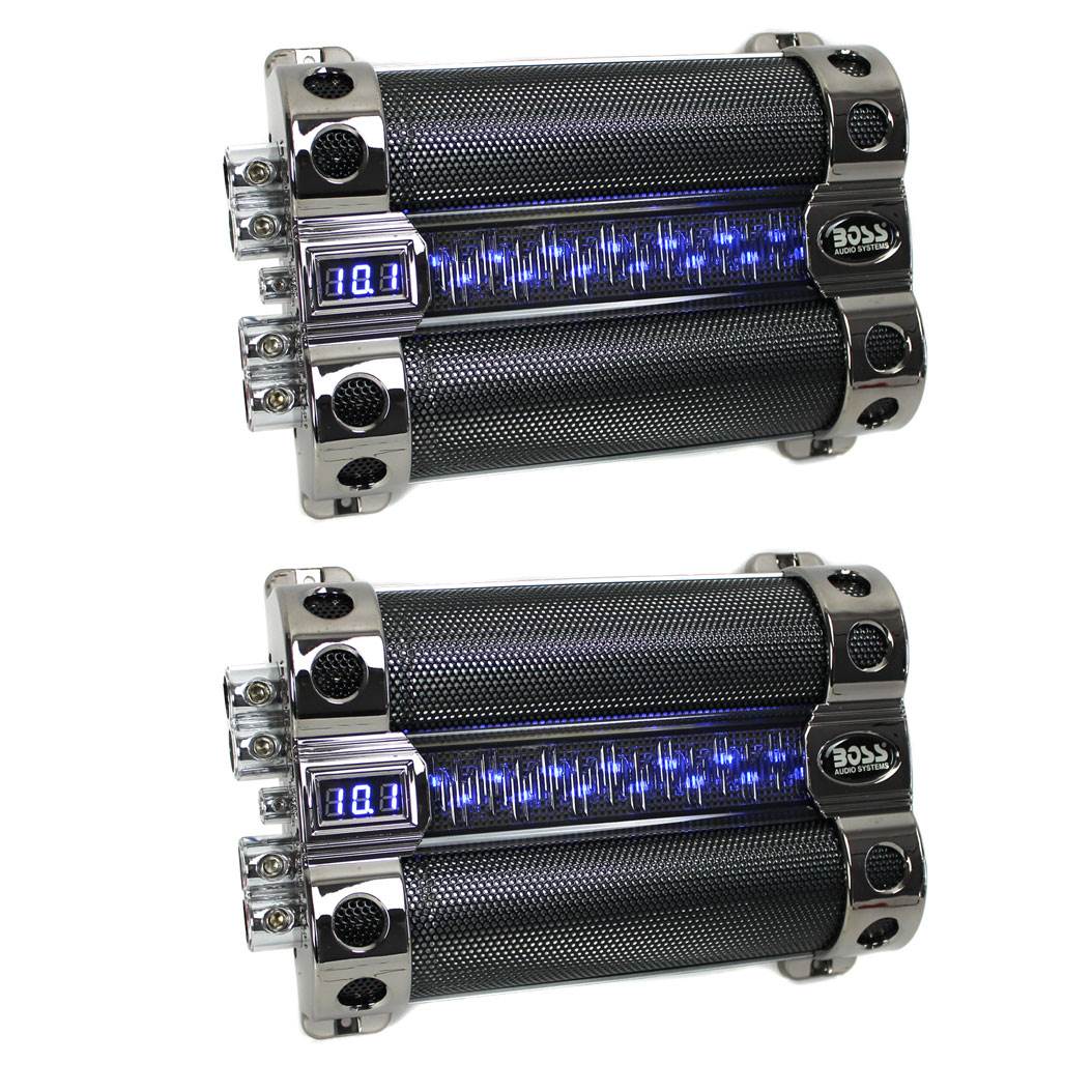 BOSS 18 FARAD Digital Car Audio Capacitor Cap w/ Digital Light Show (2 Pack)