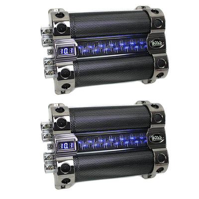 BOSS 18 FARAD Digital Car Audio Capacitor Cap w/ Digital Light Show (2 Pack)