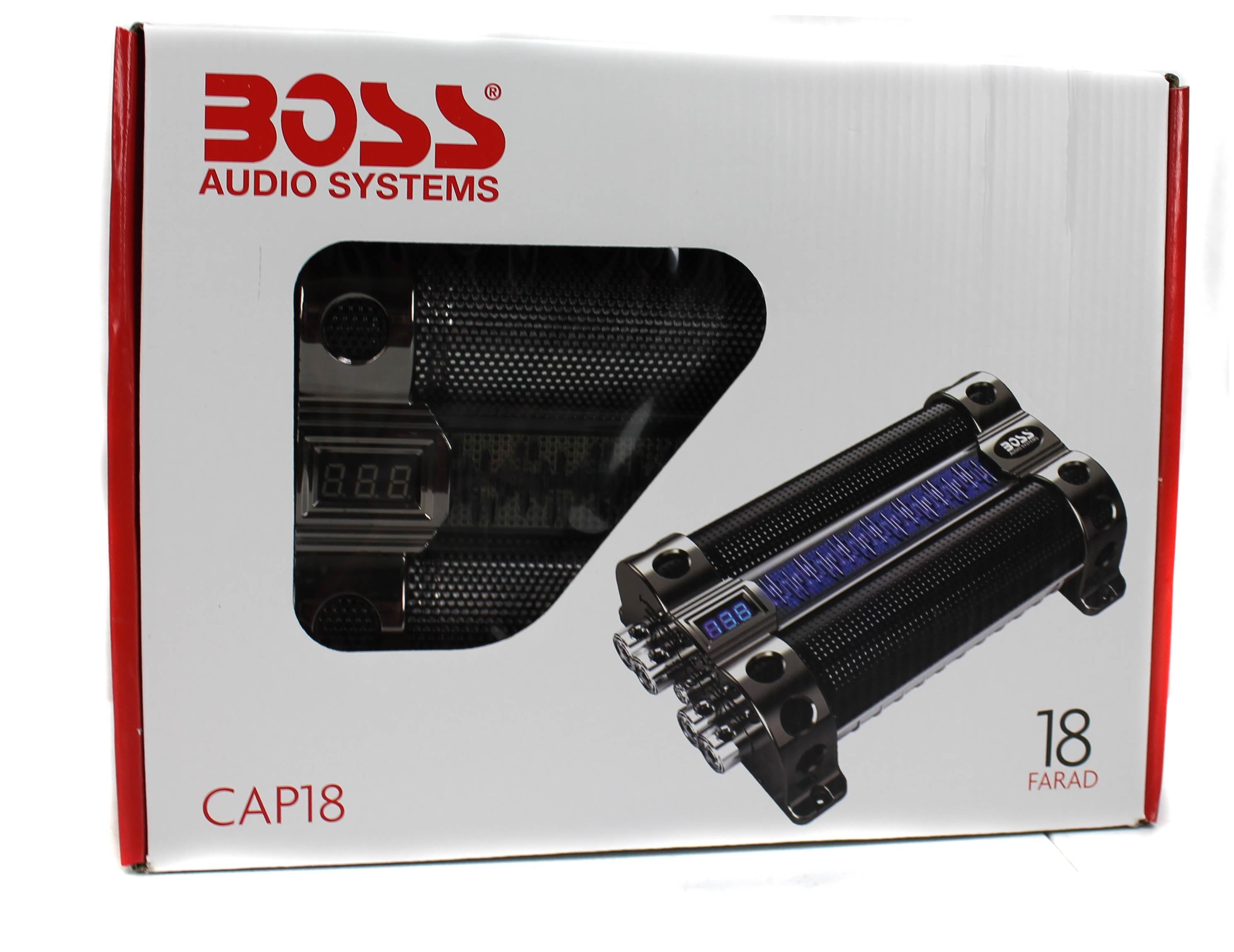 BOSS 18 FARAD Digital Car Audio Capacitor Cap w/ Digital Light Show (2 Pack)
