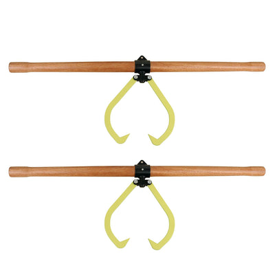Timber Tuff TMW-12 4' Wood Handle 2 Person Logging Grapple Log Carrier (2 Pack)