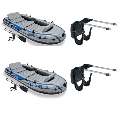 Intex Composite Boat Motor Mount Kit (2 Pack) & Excursion Boat Set (2 Pack)