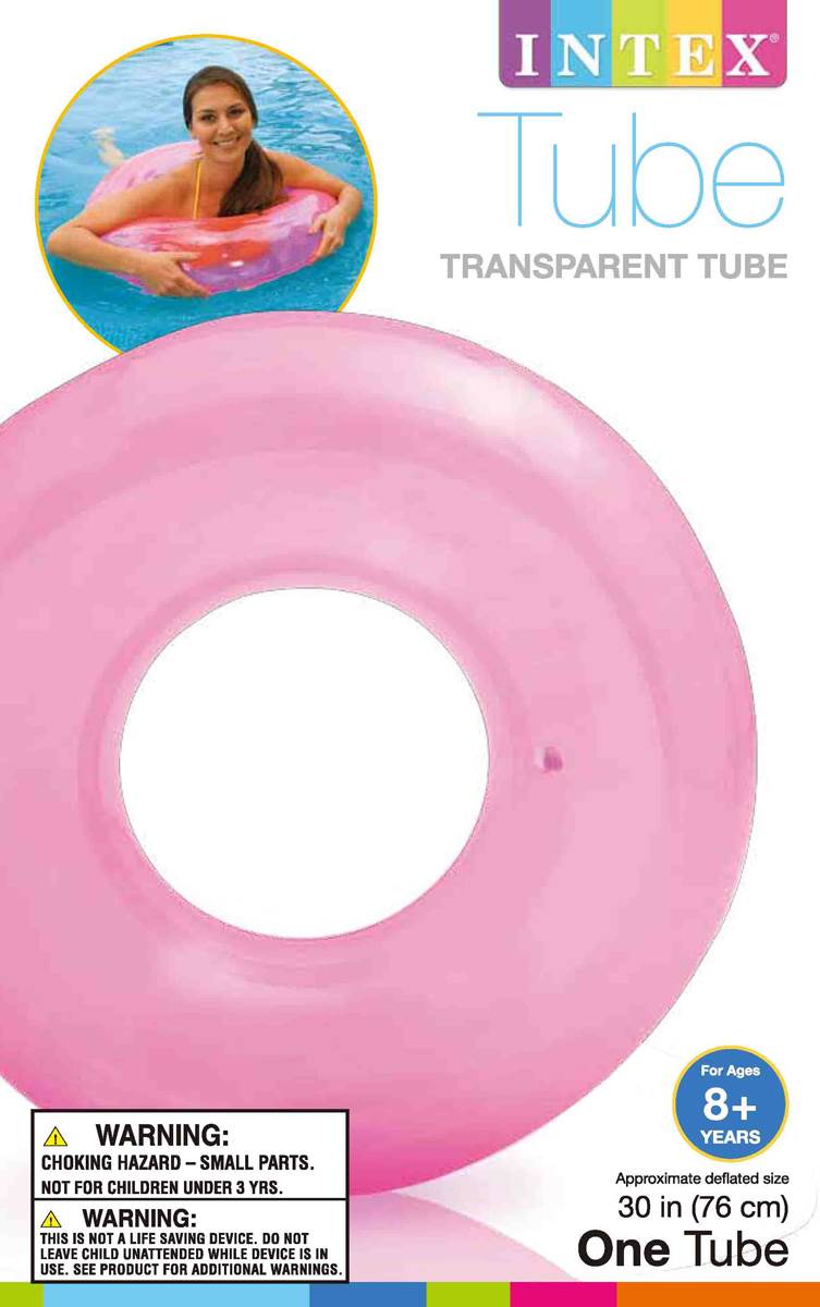 Intex 59260EP Colorful Transparent Inflatable Swimming Pool Tube Raft (2 Pack)