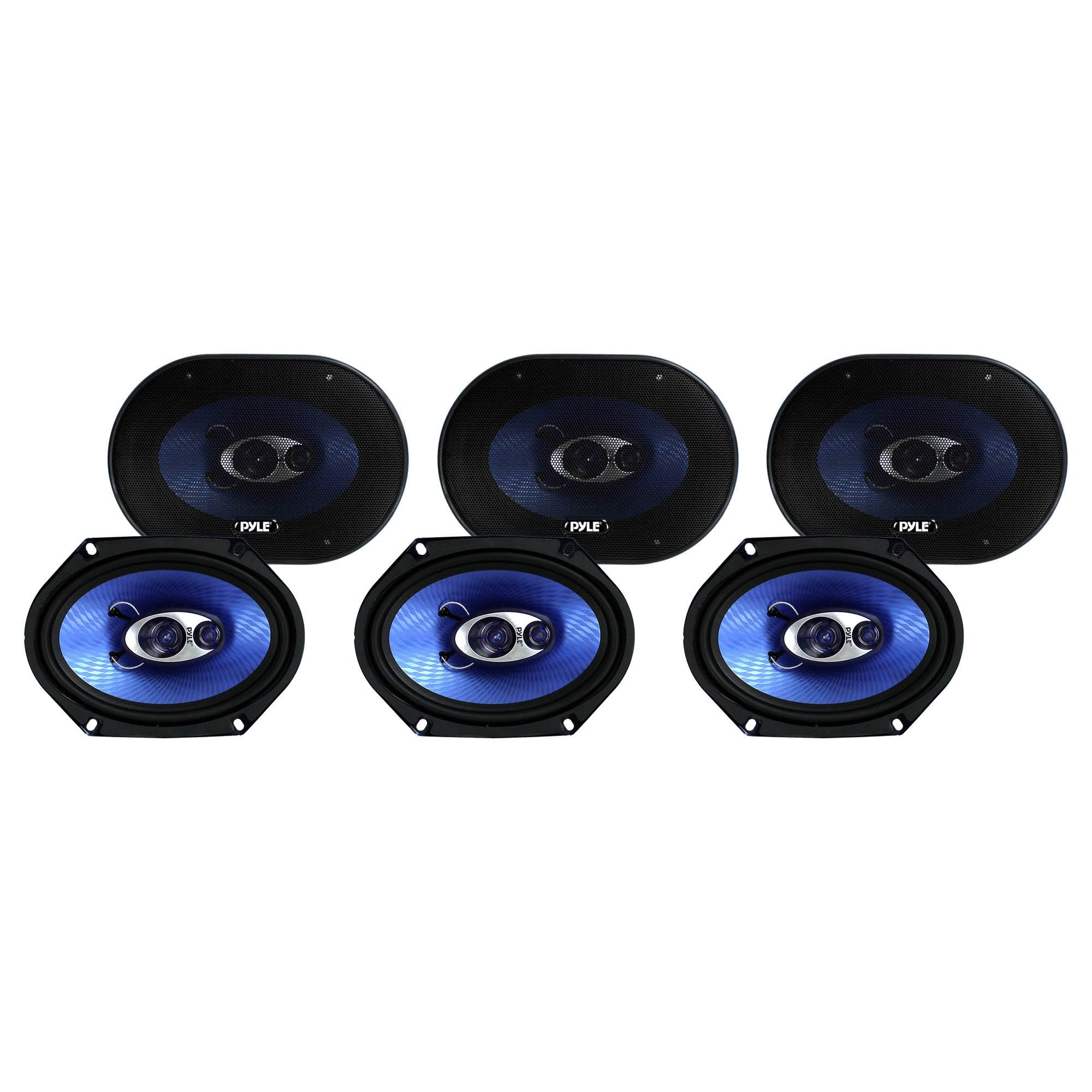 Pyle PL683BL 6 x 8" 360 Watt 3-Way Car Coaxial Audio Speakers Stereo (6 Count)