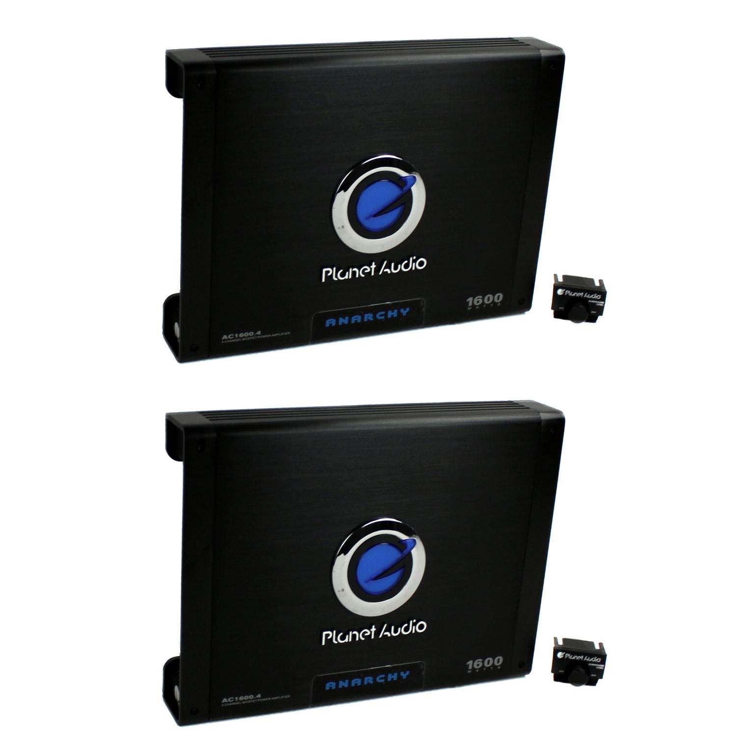 Planet Audio AC1600.4 1600W 4 Channel Car Amplifier Power Amp & Remote (2 Pack)