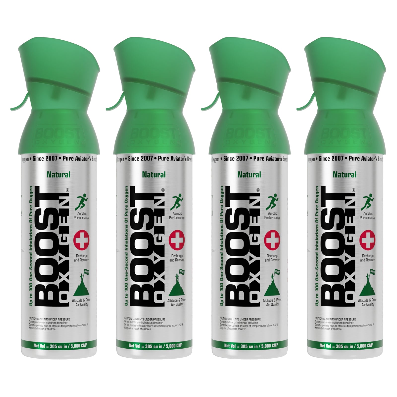 Boost Oxygen 5 Liter Canned Oxygen Bottle with Mouthpiece, Natural (4 Pack) - VMInnovations