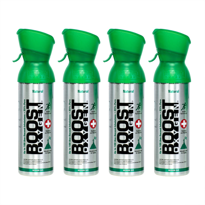 Boost Oxygen 5 Liter Canned Oxygen Bottle with Mouthpiece, Natural (4 Pack)