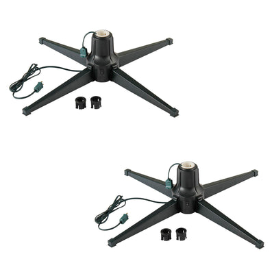 Home Heritage Metal Rotating & Powered Christmas Tree Stand w/ Adaptors (2 Pack) - VMInnovations