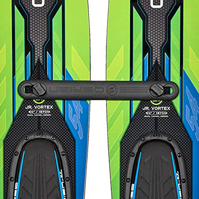 O'Brien 54 In Jr. Vortex Combo Water Skis for Shoe Size Kids 2 to Mens 7, Green - VMInnovations