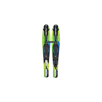 O'Brien 54 In Jr. Vortex Combo Water Skis for Shoe Size Kids 2 to Mens 7, Green