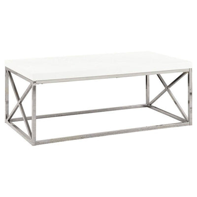 Monarch Glossy White Chrome Metal Contemporary Living Room Coffee Table (2 Pack)