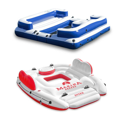 Intex Marina Breeze Island Raft + Oasis Island Inflatable Giant 5 Person Raft