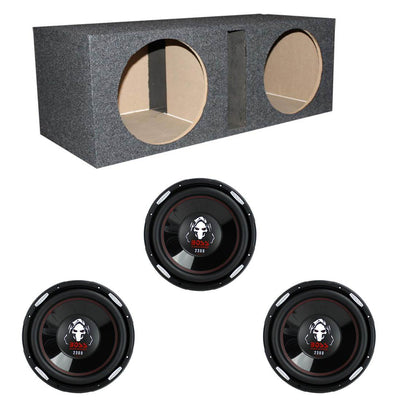 Boss Phantom 12" 2300W Car Audio Subwoofer (3 Pack) & Dual 12" Vented Sub Box