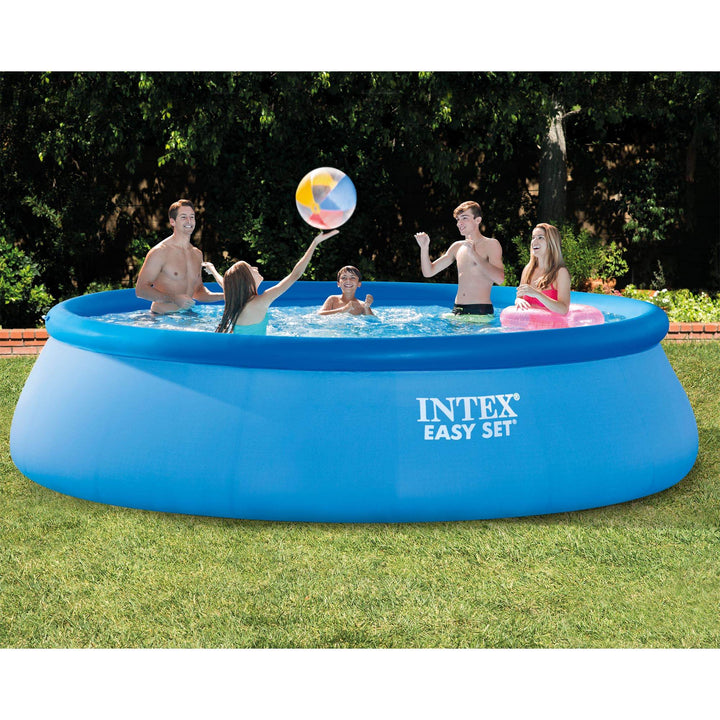 Intex Inflatable Easy Set Above Ground Round Swimming Pool Set with 15' Cover