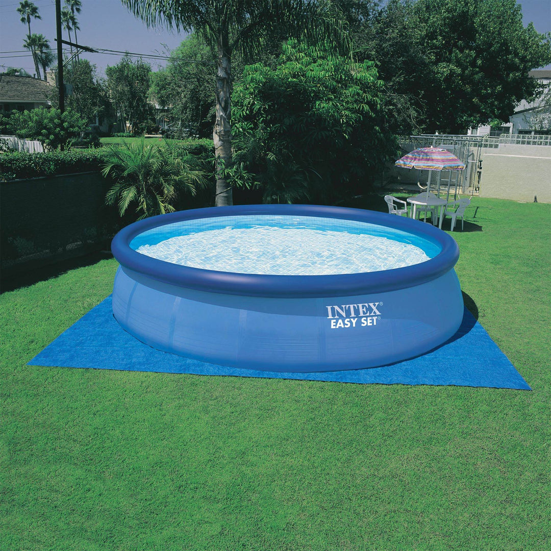 Intex Inflatable Easy Set Above Ground Round Swimming Pool Set with 15' Cover