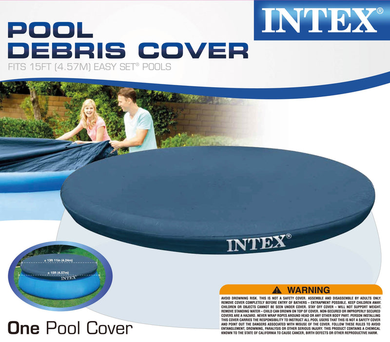 Intex Inflatable Easy Set Above Ground Round Swimming Pool Set with 15&